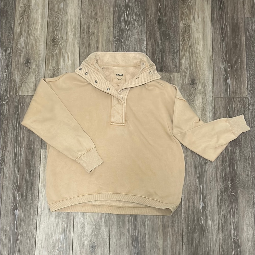 Aerie Textured Cream Pullover